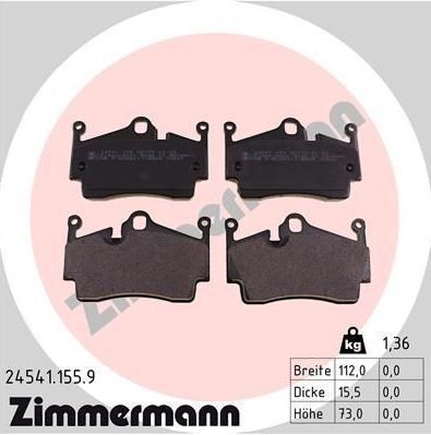 24541.155.9 Bremsbelagsatz hinten für Porsche Boxster Cayman 911 997